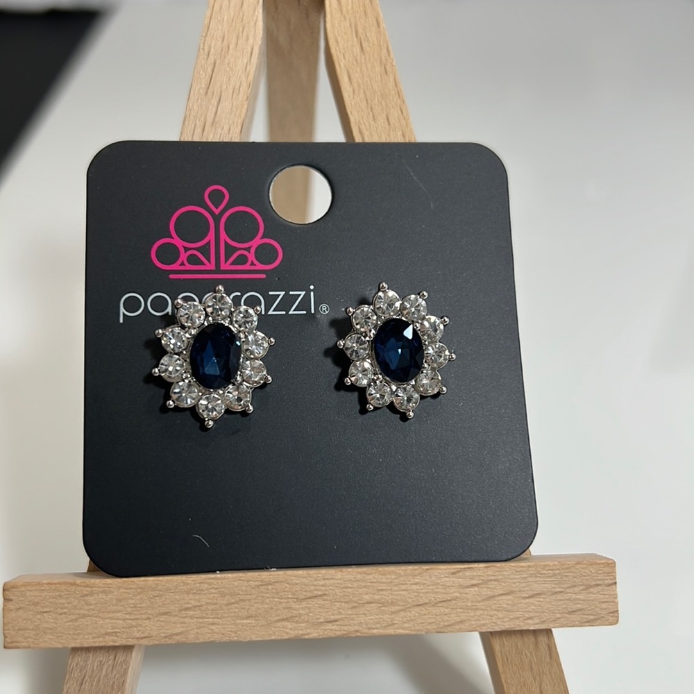 Paparazzi Rhinestones Blue Post Earrings